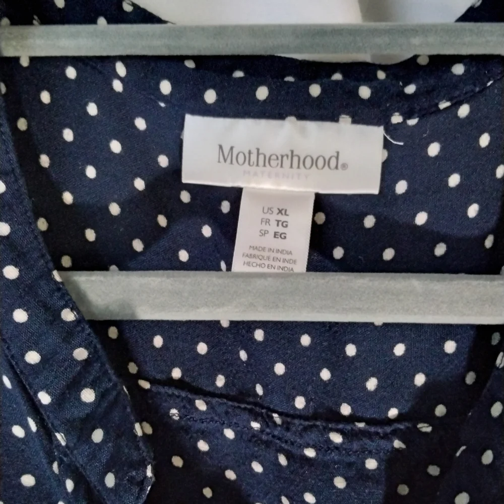 Motherhood Navy and White Polka Dot Blouse